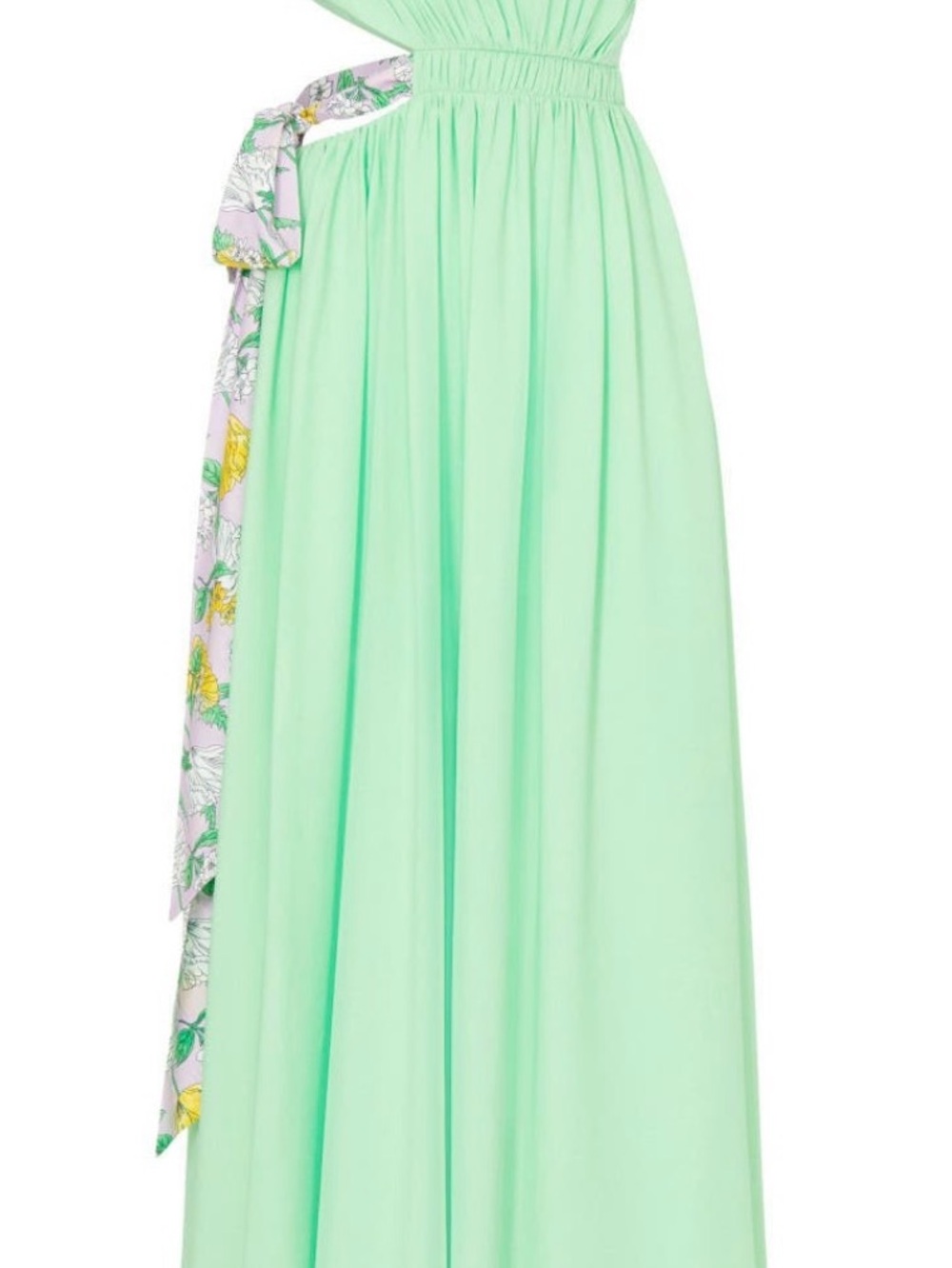 AMUR One-Shoulder Mint Green Cutout Maxi with Floral Sash - Picture 3 of 4